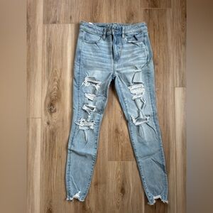 American Eagle Outfitters Ripped Light Blue Skinny Jeans